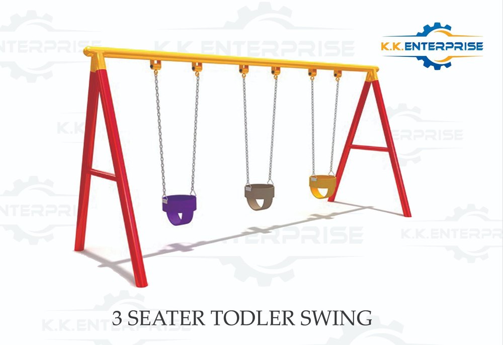 Red And Yellow Modern Todler Swing, 2 Seater