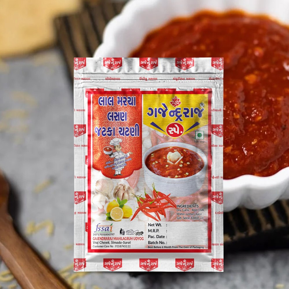 Gajendraraj Packet Red Chilli Garlic Chutney, 50 Gm, 10 Gm