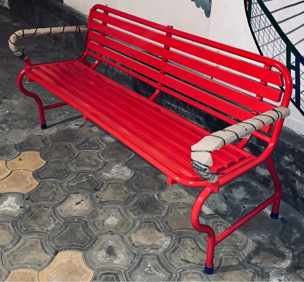 Metalic Modern Park Bench, With Back