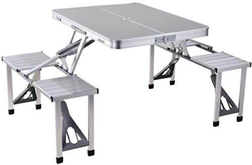 Easy Deal India Outdoor Aluminum Portable Folding Camp Suitcase Picnic Table with 4 Seats