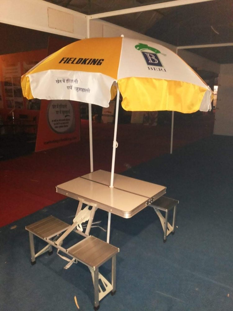 Aluminium Picnic Tables With Umbrella, Size: 5 Feet