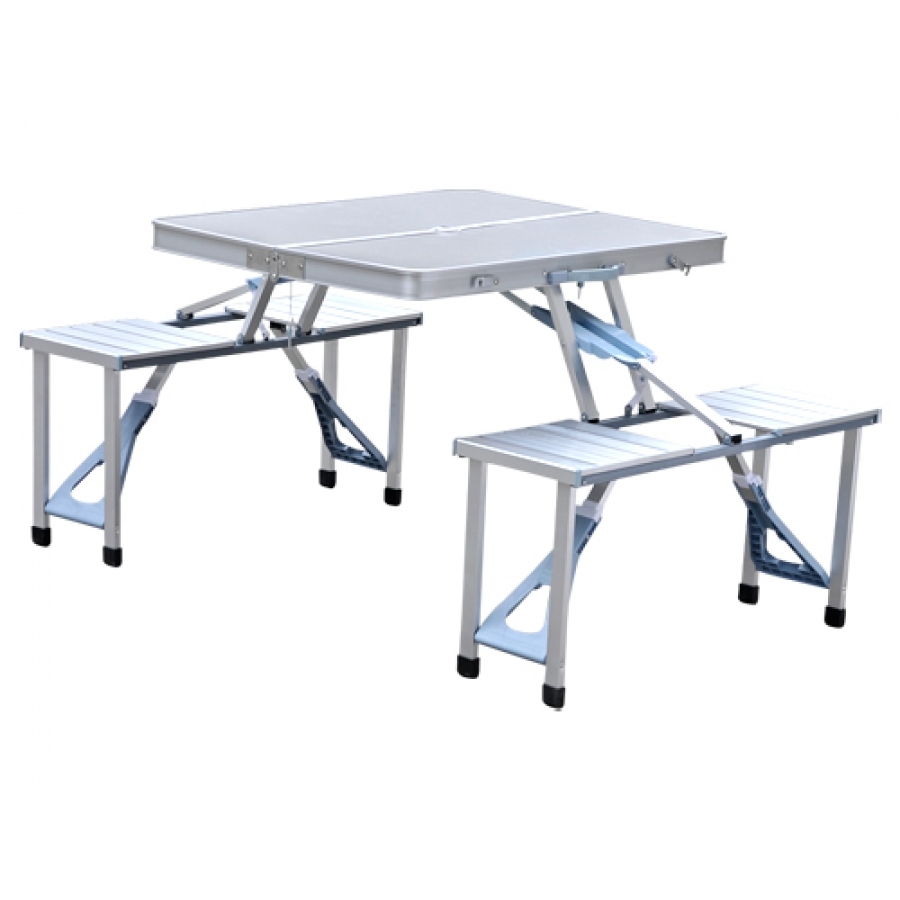 Grey Folding Aluminium Picnic Table, Without Storage