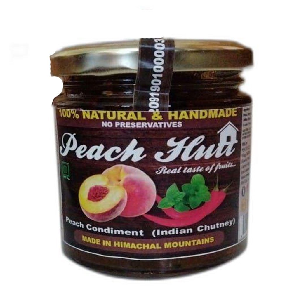 Jar Indian Handmade Peach Condiment Chutney, 1.36 G