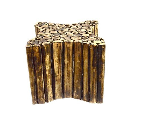 Wooden Handicrafted Bamboo Designer Garden Stool Made From Natural Wood Blocks