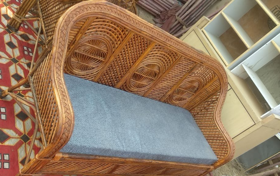 Brown Cane Bamboo Sofa