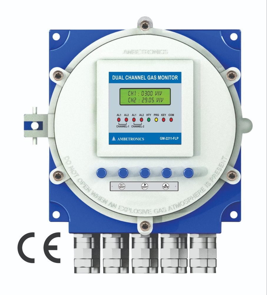 Ambetronics Portable Dual Channel Gas Monitor- FLP, For Industrial, GM-2211-series