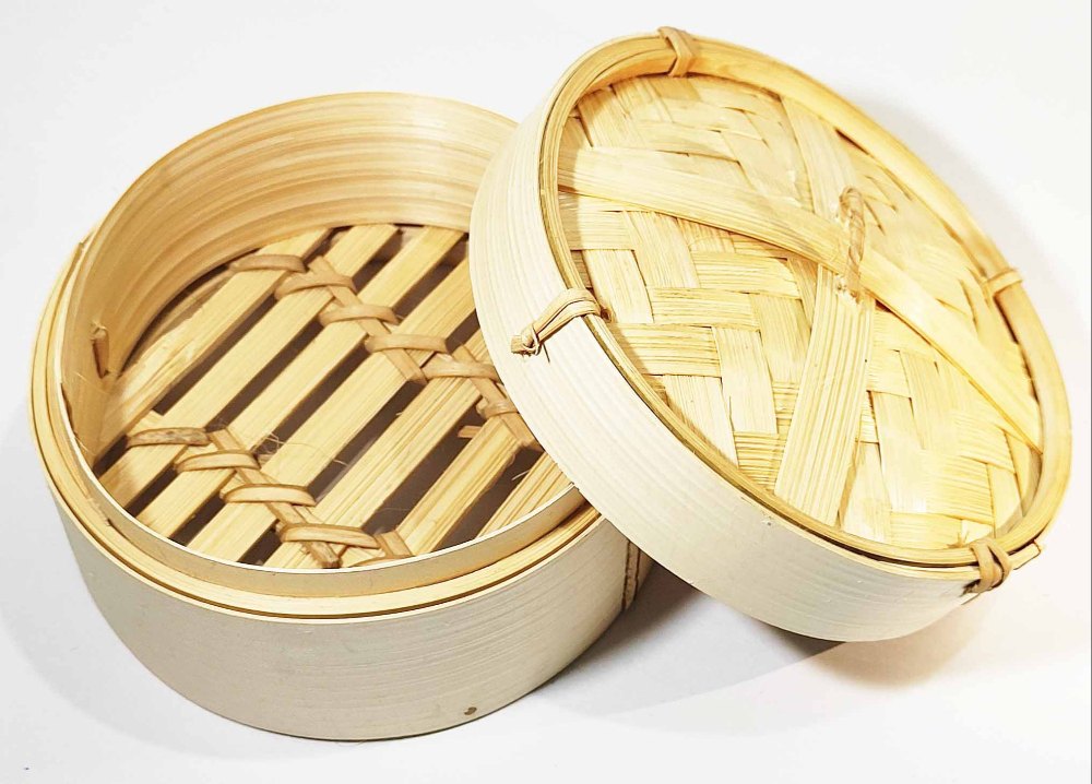 Natural Colour Bamboo DimSum Momo Box, Size: 10inch Dia