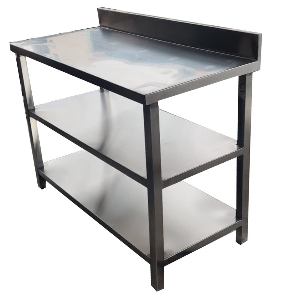 Silver Polished Stainless Steel Kitchen Work Table, For Restaurant