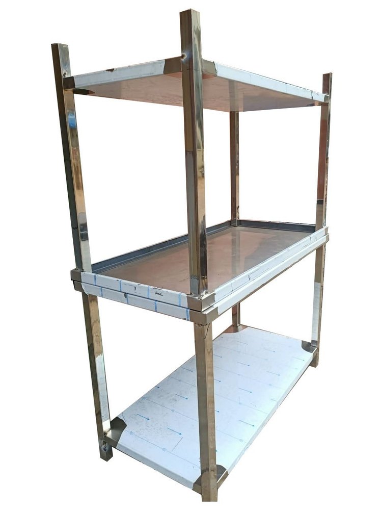 Polished 44X62 Inch Rectangular Stainless Steel Kitchen Table