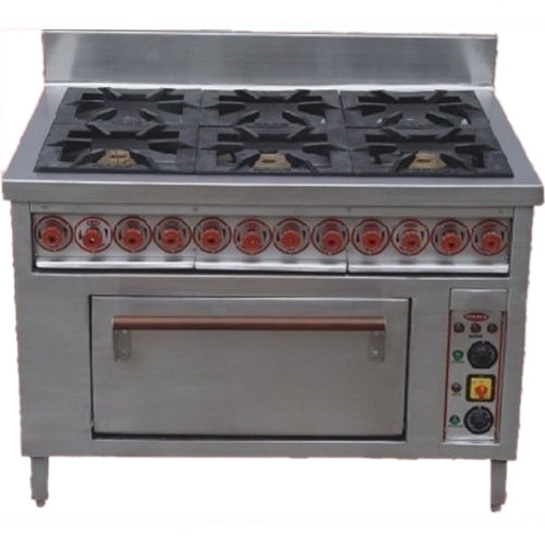 Color Coated LPG Six Burner Cooking Range, For Kitchen, Size: 40x40x4mm