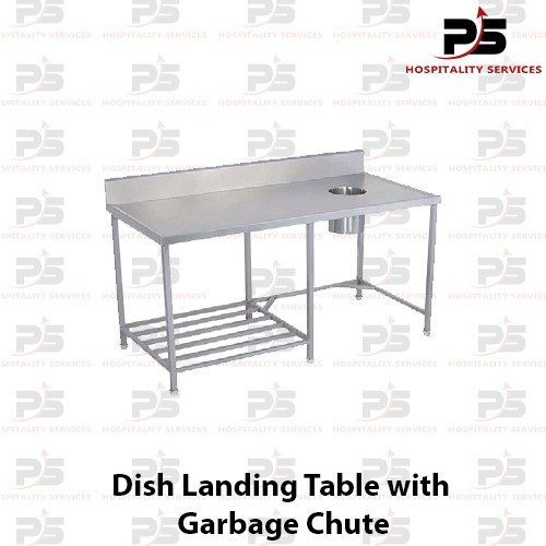 For Restaurant Stainless Steel Dish Landing Table With Garbage Chute