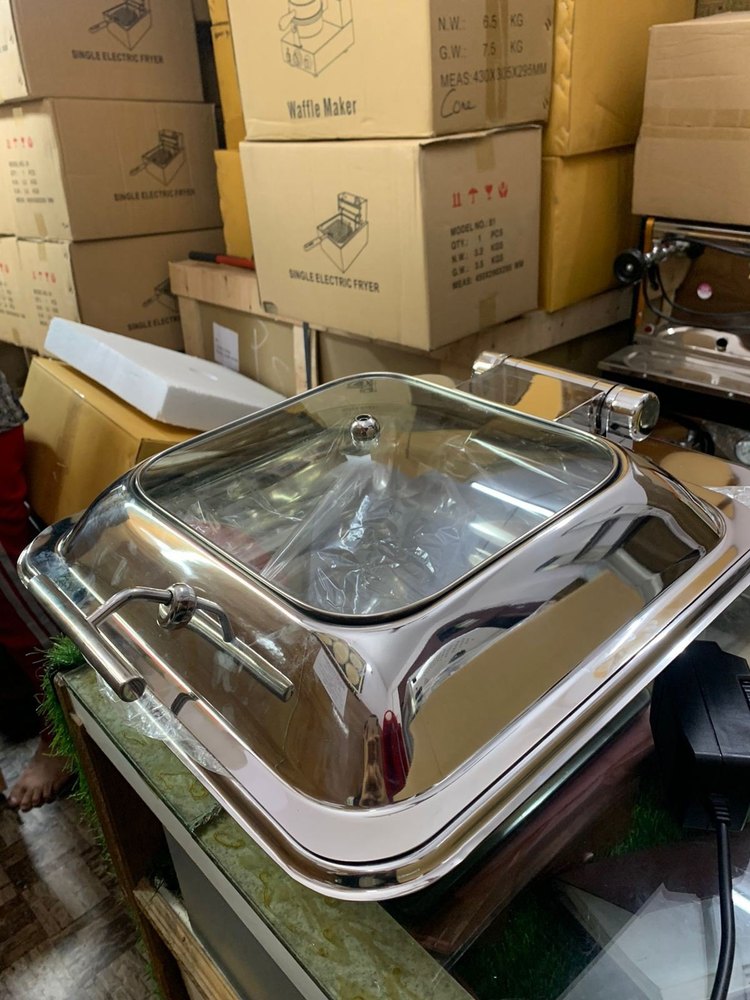 Rectangular Stainless Steel Catering Chafing Dishes, For Party, Capacity: 10 L