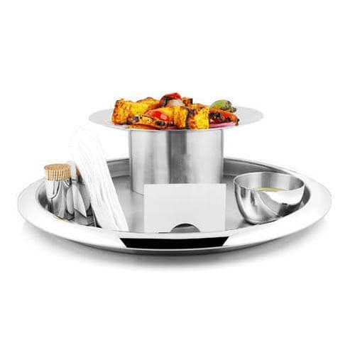 Round Stainless Steel Food Display Warmer, For Party, Dimension: 14 Diameter