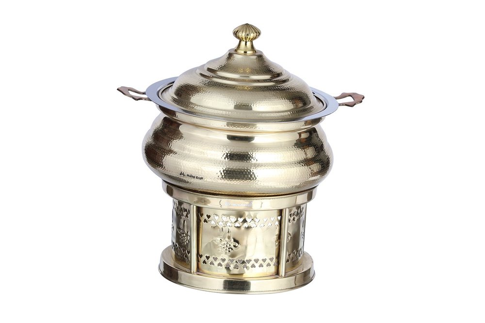 Metal Kraft Brass Hammered Hyatt Handi Chafing Dish, For Hotel