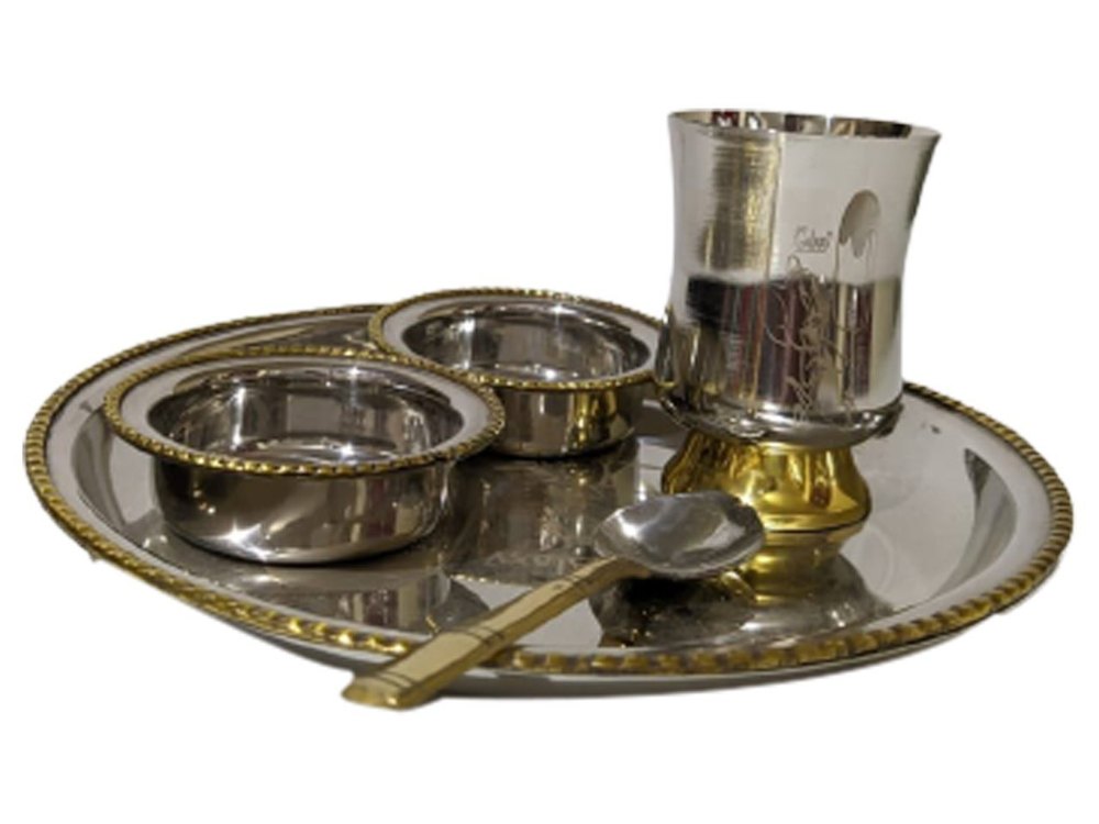 5 Pieces Silver Stainless Steel Kids Set, For Home
