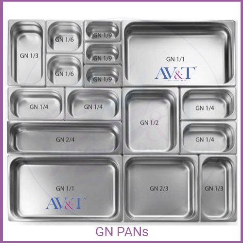 AV&T Steel Gastronom Pans Gn Pans for Food Buffet Kitchen, For Restaurant, Square