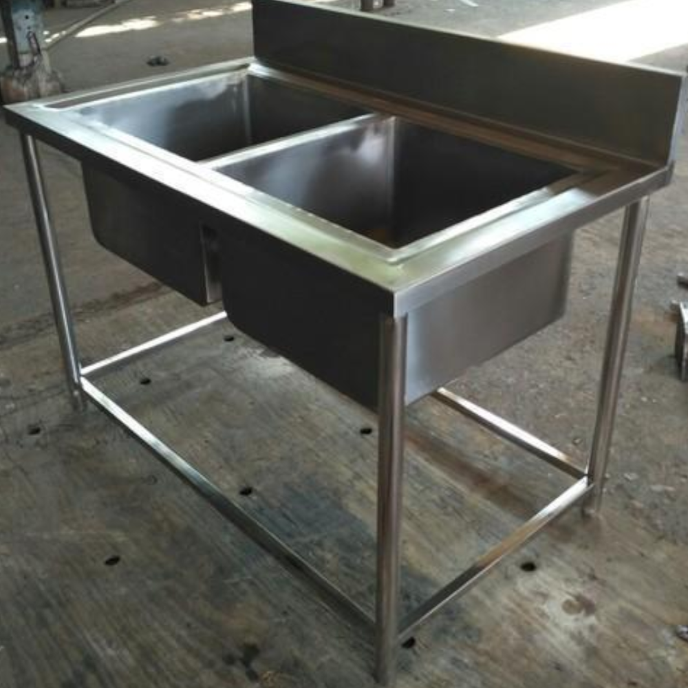 Stainless Steel Two Bowl Commercial Sink