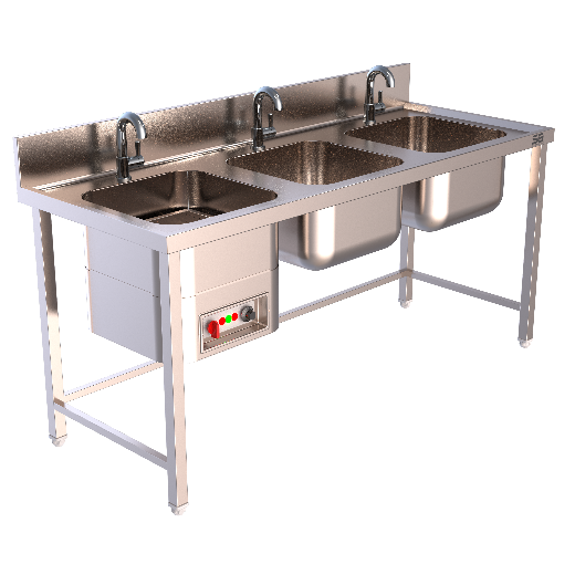 Silver Steel 3 Sink Dish Wash Unit