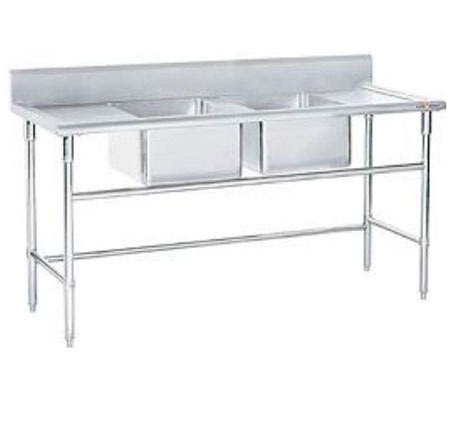 Stainless Steel Regular Pads Two Sink Unit, For Restaurant