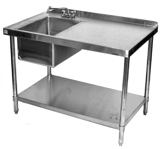 Steel Polished SS Work Table Sink, Sink Shape: Square