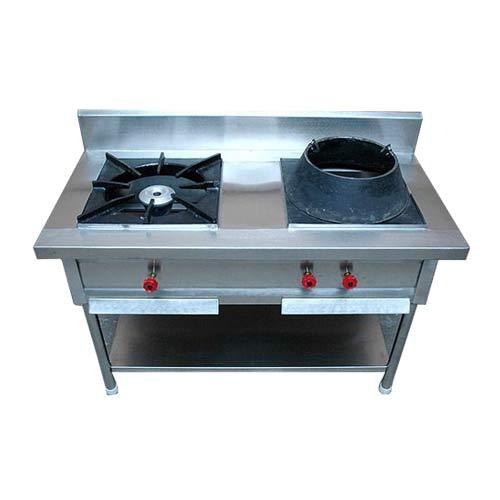 Ss Liquefied Gas 2 Burner Chinese Cooking Range, For Hotel