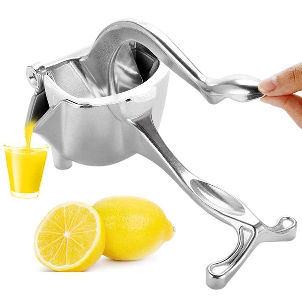 Heavy Duty Single Press Lemon Squeezer, Aluminum and Steel Lime Hand Squeezer (Silver)