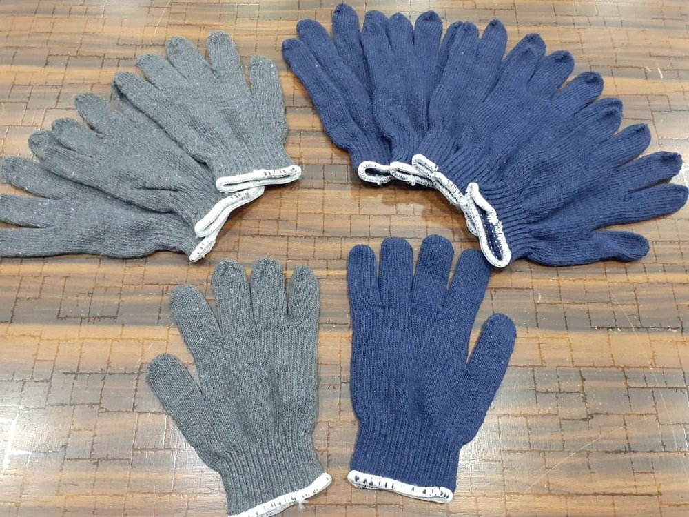 General Industrial Cotton Knitted Gloves, Size: Free