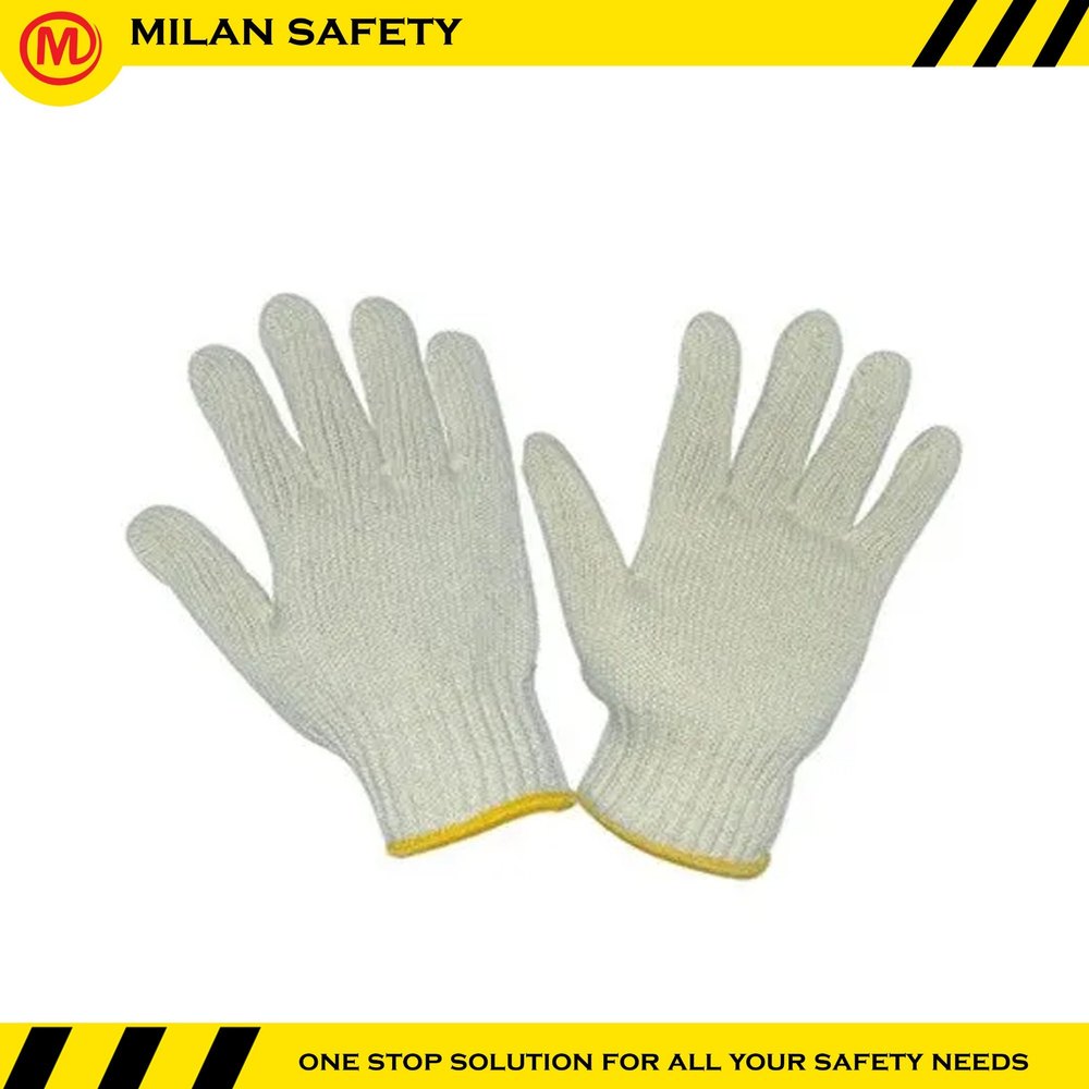 Full Finger Unisex Cotton Hand Gloves 35 Grams, For Industrial, Size: Medium