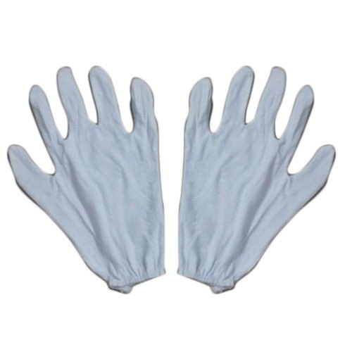 Full Finger White Cotton Single Layer Hand Gloves, Size: 6-7 inches