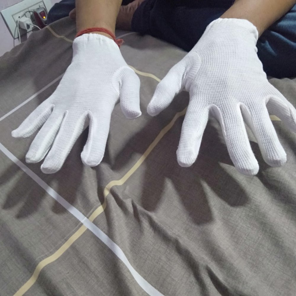 AS Cotten Cotton hand gloves, 8 Gsm, Size: 10 Inch