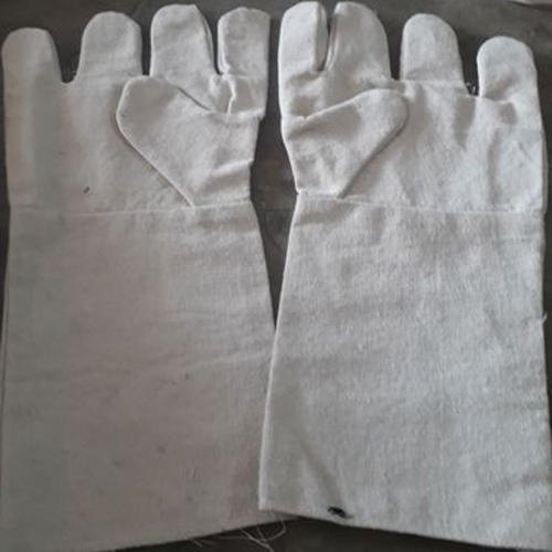 Beige Plain Cotton Canvas Hand Gloves