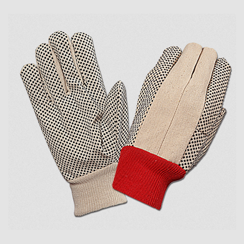 Full Fingered Canvas Cotton Drill Dotted Gloves