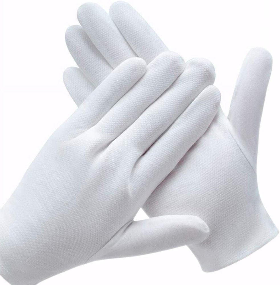 Washable White Cloth Glove, Size: Free
