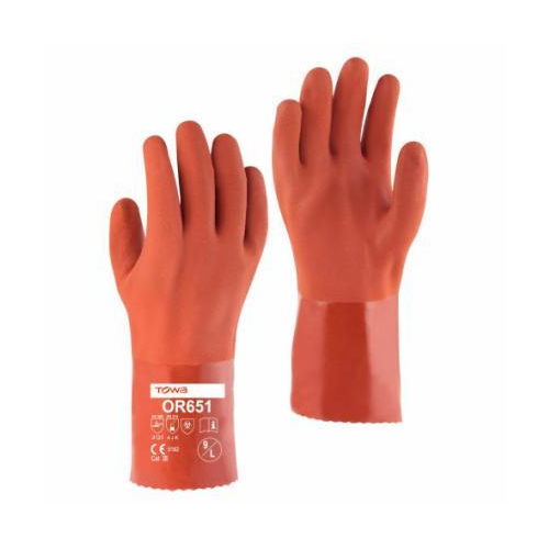 Striped Unisex Premium Quality TOWA - OR 651 PVC Gloves, Industrial And Oil/Chemical Handling