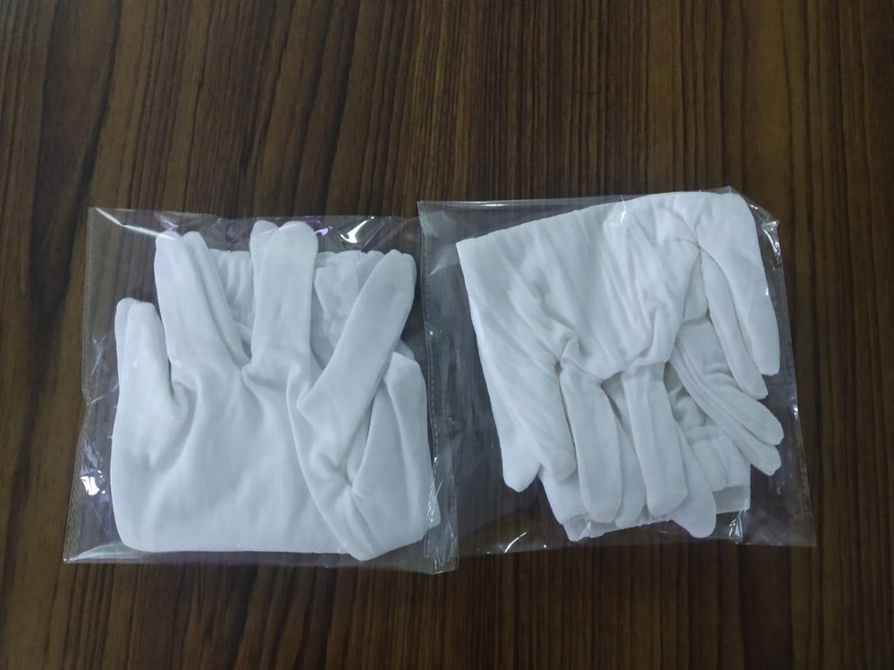 White Unisex Lycra Viscose Antibacterial Gloves, Size: Free Size