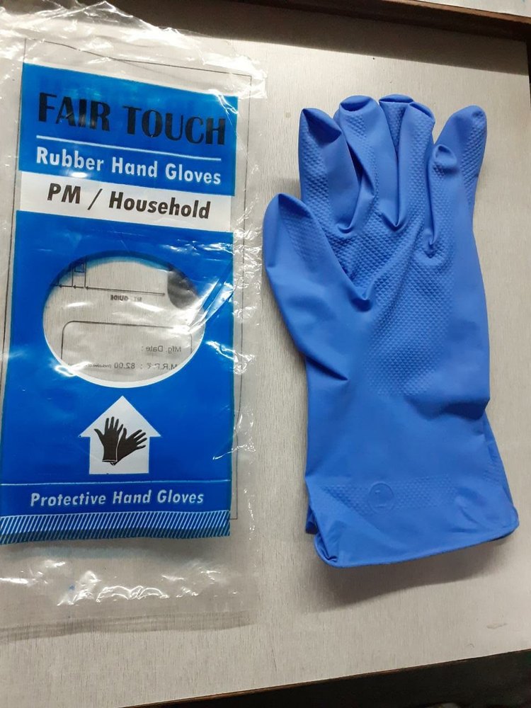 Orange And Blue Unisex Household Rubber Gloves, Size: Free Size