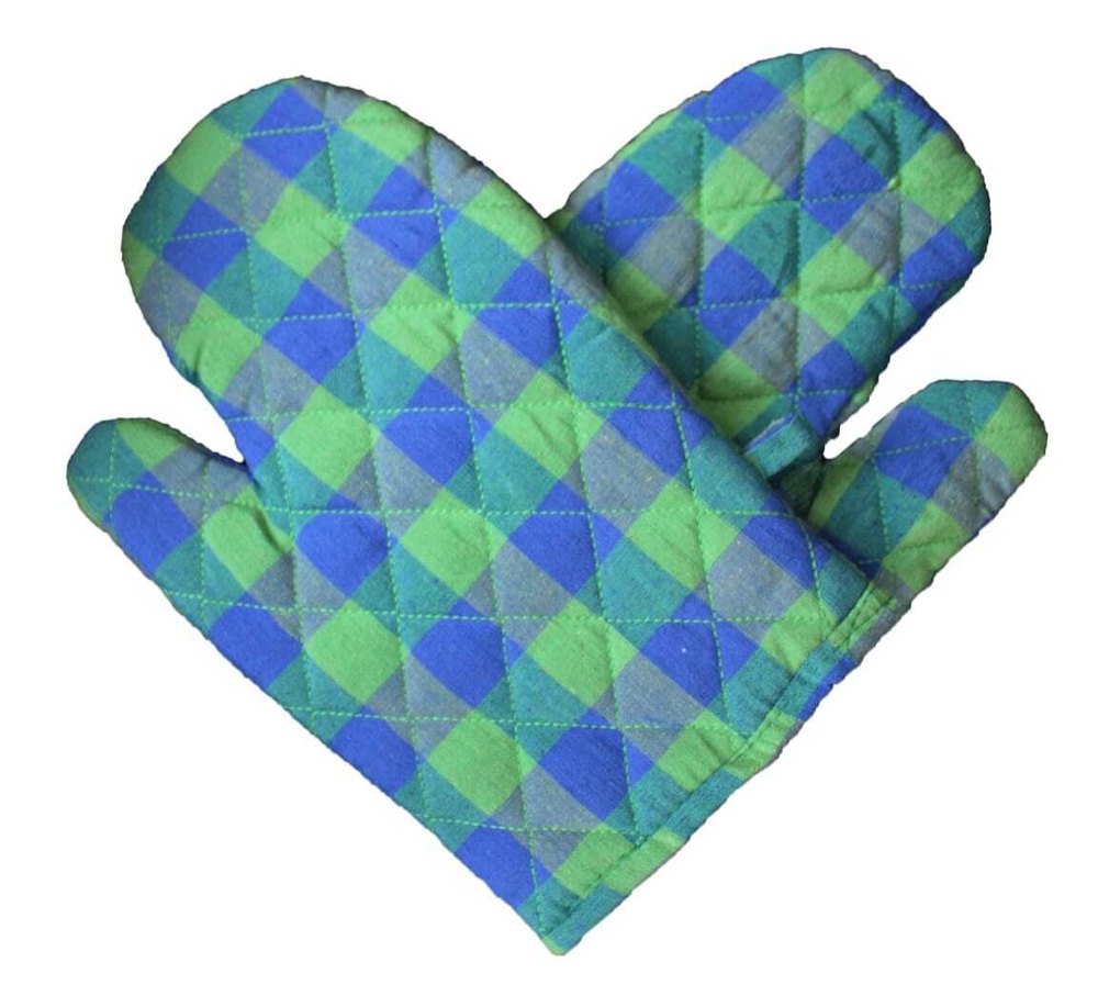 Cotton Pair Of Extra Padded Unique Check Pattern Oven Gloves Heat Resistant, 275 Gram