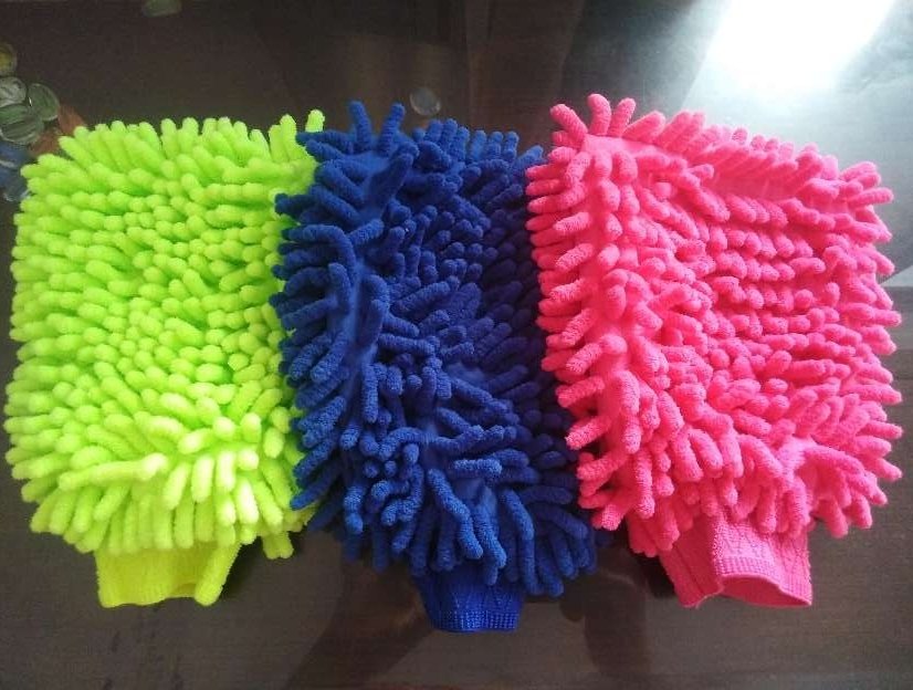 Multicolored Double Sided Chenille Microfiber Gloves, Finger Type: Finger Less