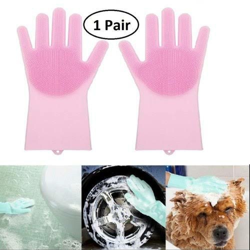 Silicone Dish Washing Glove, For Kitchen, Finger Type: Full Fingered
