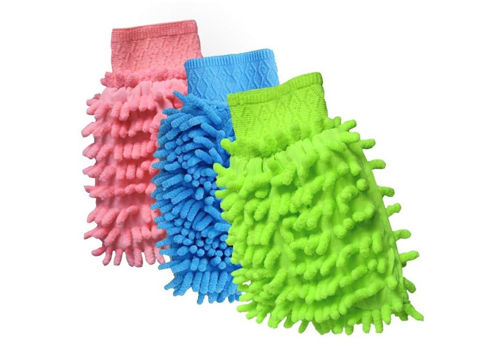 Microfiber Cleaning Hand Gloves, For Multipurpose, Finger Type: Full Fingered