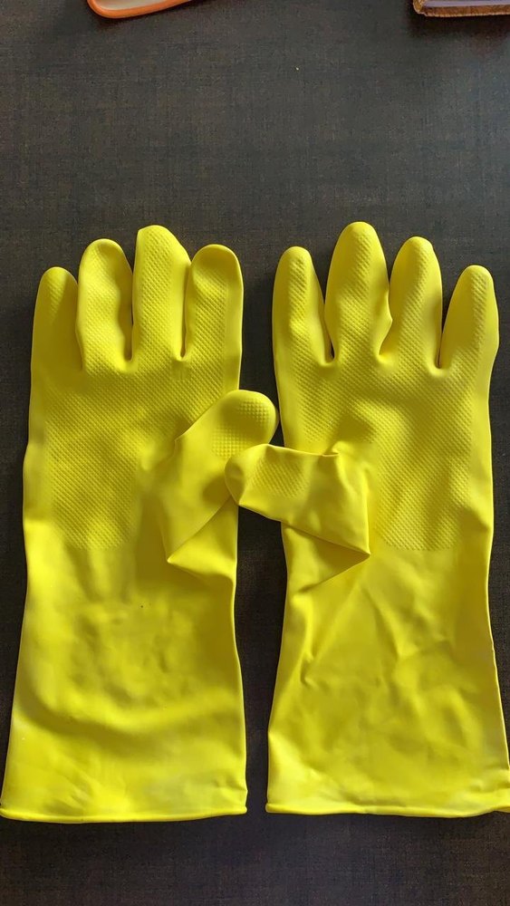 Yellow Unisex Household Gloves, Size: Free Size
