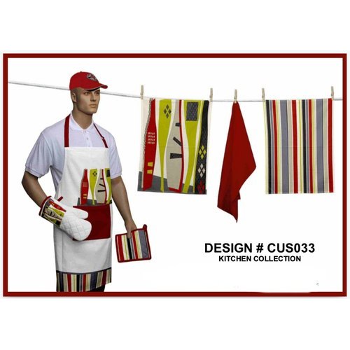 Indo Printed Oven Hand Gloves With Apron Set