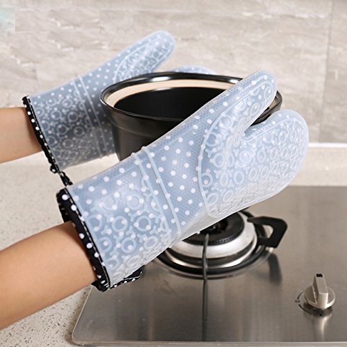 Silicone Heat Resistant Oven BBQ Grill Baking Gloves Insulated Mitts