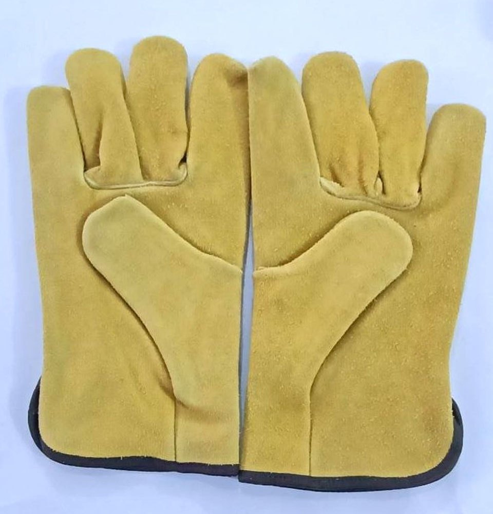 Brown Split Leather Driving Gloves, For Industrial Safety, Size: Medium