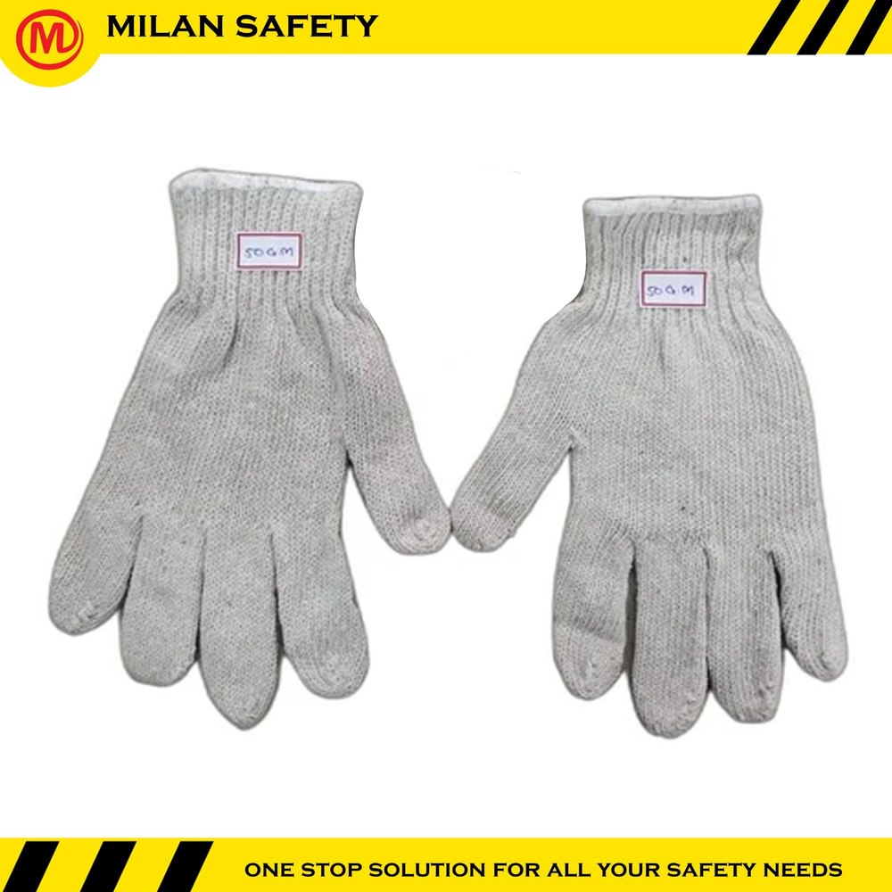 White Knitted Hand Gloves 35 grams, Free Size