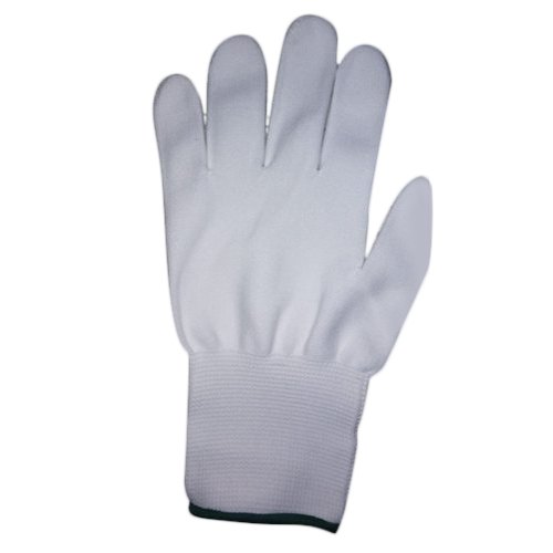Full Finger White Nylon Knitted Hand Gloves for Safety, Free Size