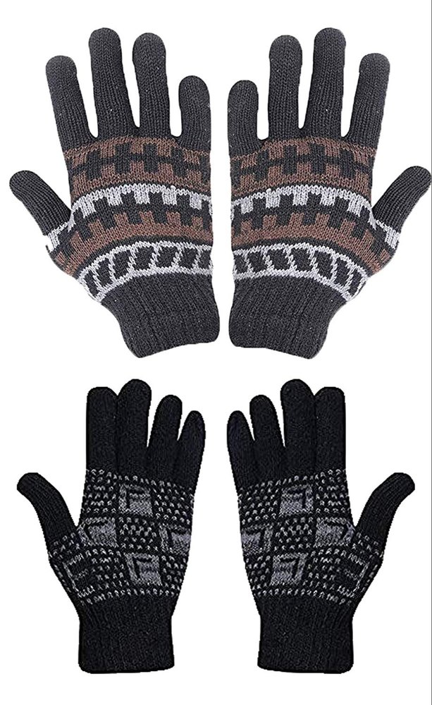 Sanchi Creation Jacquard Woolen Printed Hand Gloves for Men & Women Winter Gloves Set
