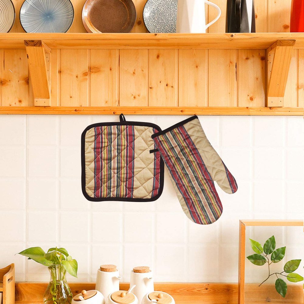 Cotton Padded Oven Glove & Pot Holder for Kitchen