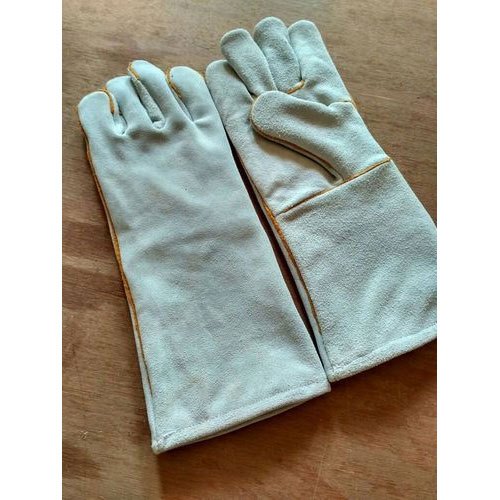 White Plain Leather Hand Gloves