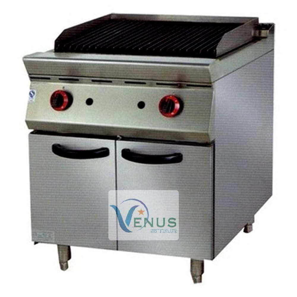 Venus Refrigeration Silver Gas Operated Lava Rock Grill, For Restaurant